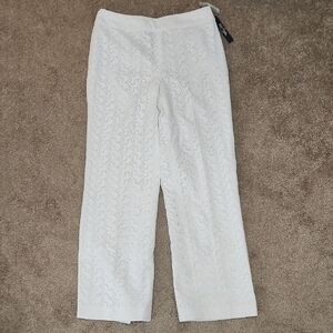 NWT Bob Mackie Lace Wide Leg Palm Beach White Pants 10 Vintage